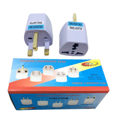 UK Tourist Adapter 3 Pin US EU to UK Plug Converter Main Power Adaptor Box of 12