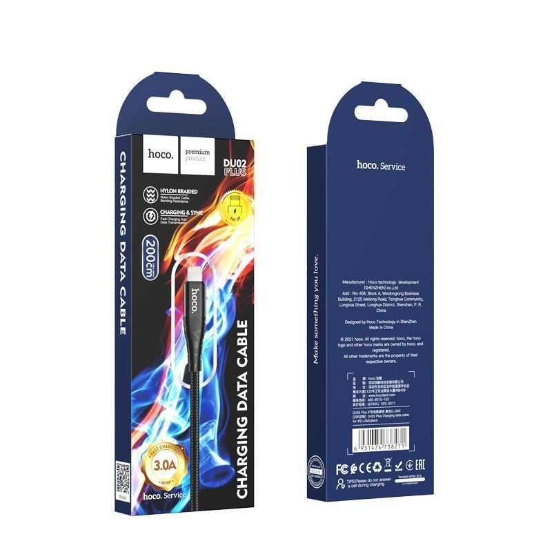 Hoco Du02 Plus Fast Lightning charging data cable Nylon braided 2m for iphone