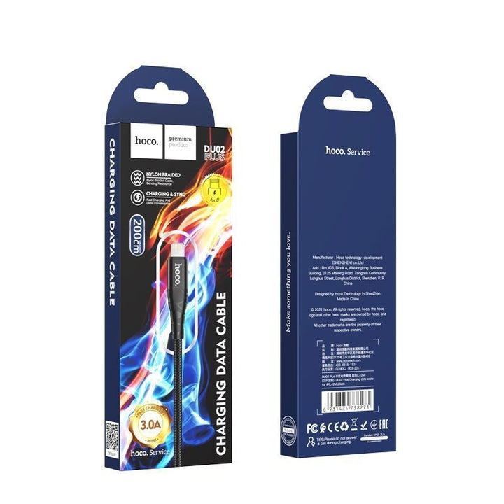 Hoco Du02 Plus Fast Lightning charging data cable Nylon braided 2m for iphone