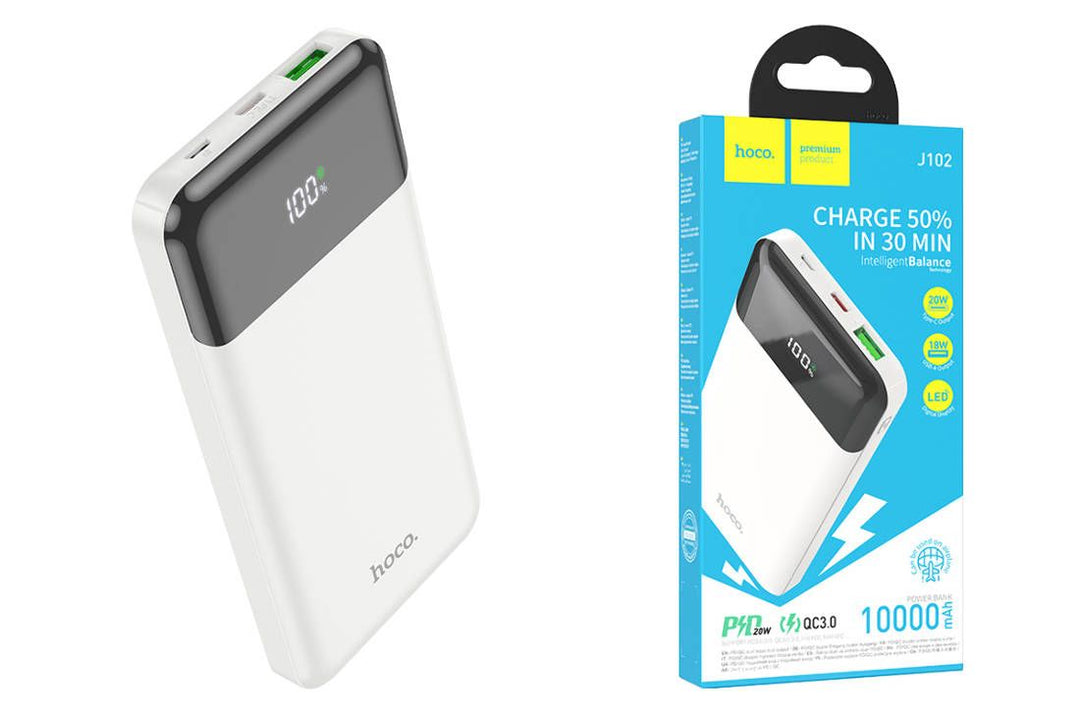J102 PD20W+QC3.0 power bank 10000mAh White