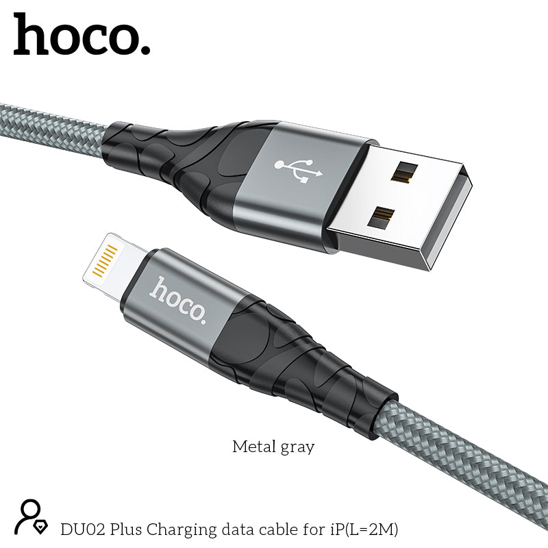 Hoco Du02 Plus Fast Lightning charging data cable Nylon braided 2m for iphone