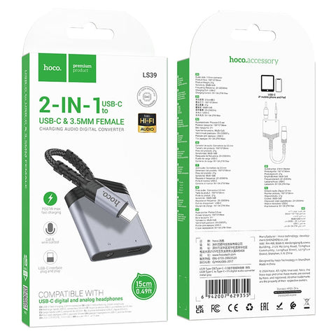 Hoco LS39 Type C to Type-C+3.5mm Digital Audio Converter