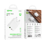 Xtreme C85B Bright Dual Port Quick Wall charger PD20W + QC3.0 UK Plug USB+C Port