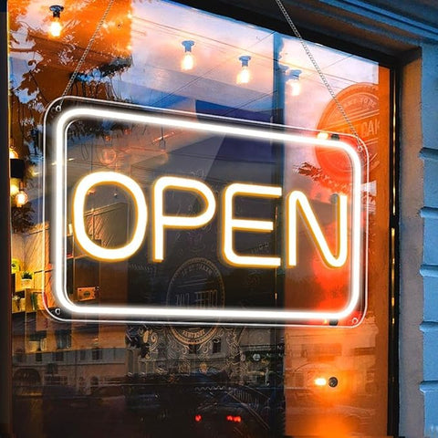 White Led Open Shop Sign