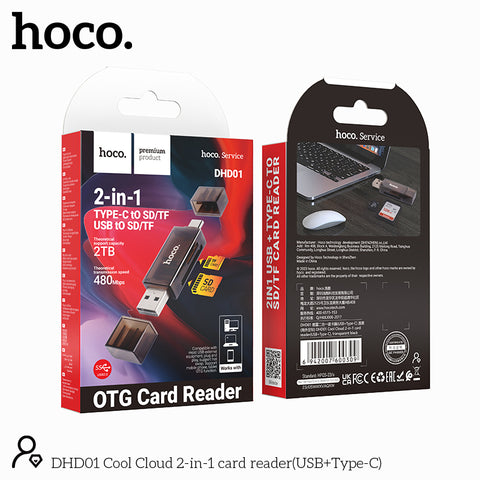 Hoco DHD01 2in1 Type-C to USB 2TB OTG Card Reader