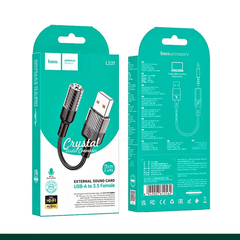 Hoco Ls37 Spirit Usb To 3.5Mm Transparent External Sound Card