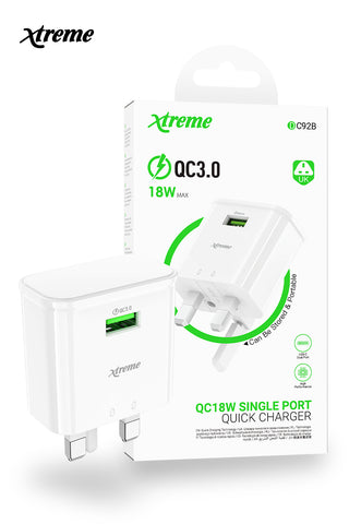 Xtreme DC92B  18w Single Usb Port Charger White