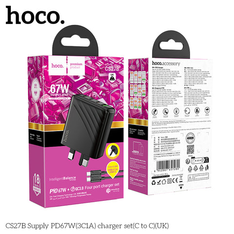 Hoco CS27 67W Pd 4 Port Super Fast charger  C-C Combo