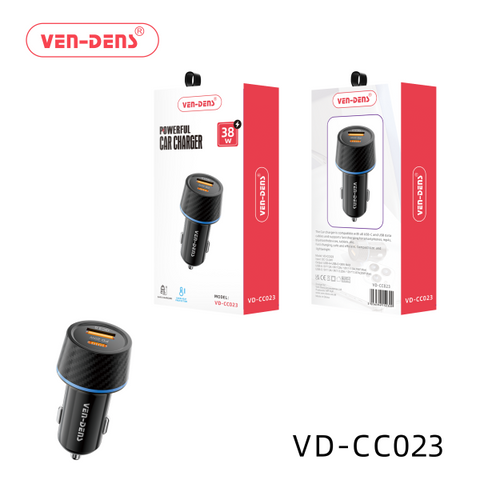 Vendens 38W Dual Type C Usb Port Powerful Car Charger Cc023