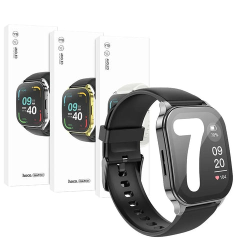 Hoco Y19 AMOLED Unisex Smart IP68 Sports Watch Call Version Bright Metal Grey