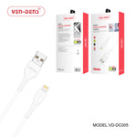 Ven Dens USB to Lightning Charging Cable 2A White 1m DCD03