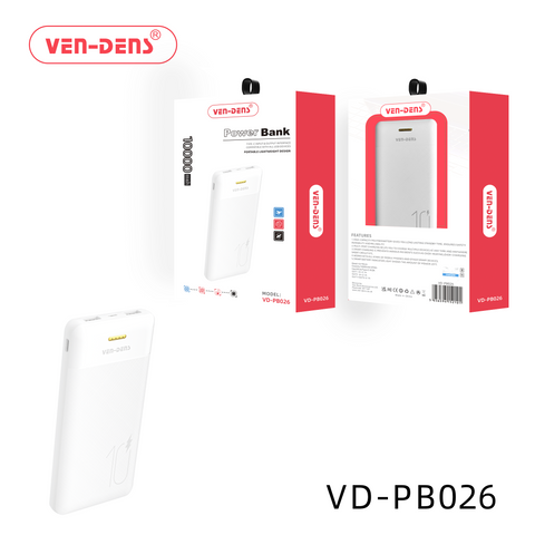 Vendens Power Bank VD-PB026 10000mAh Portable Lightweight Design