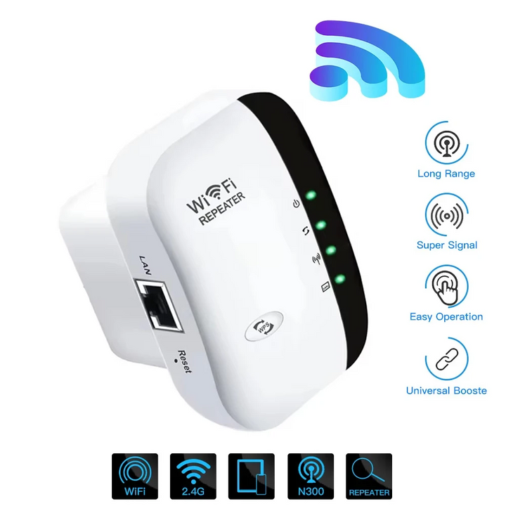 300M Wireless-N Wifi Repeater Router Signal Booster Extender Amplifier - Uk Plug