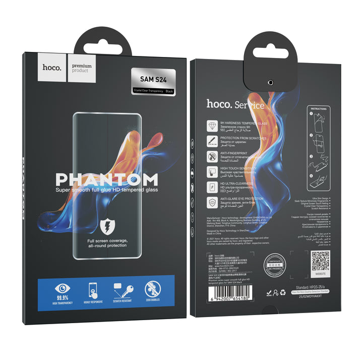 Hoco Phantom Super smooth full glue HD tempered glass for Samsung S24 Plus - S25 Plus