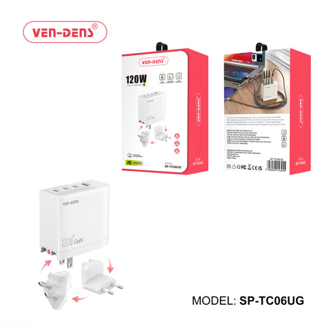 Vendens Tc06Ug 120W Multi Plug Multi Port Super Fast Charger