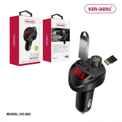 Ven Dens Car Charger and Bluetooth FM Player with 2 USB and TF Port FM004