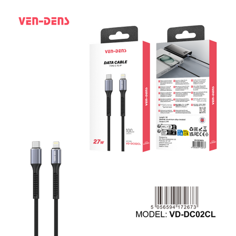 Vendens Dc02Cl Pd USB C to IP Fast charging 27W Aluminum fast charging data cable