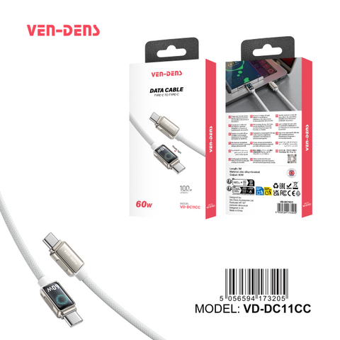 Vendens Dc11Cc 60W Digital Display Braided C-C Data Cable