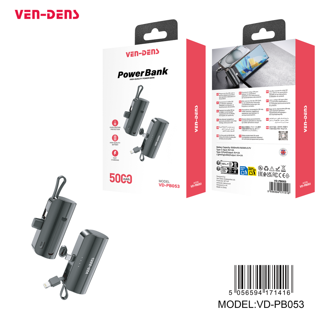 Vendens Pb054 Lightbox Power Bank 5000Mah Type C Port