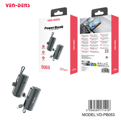 Vendens Pb054 Lightbox Power Bank 5000Mah Type C Port