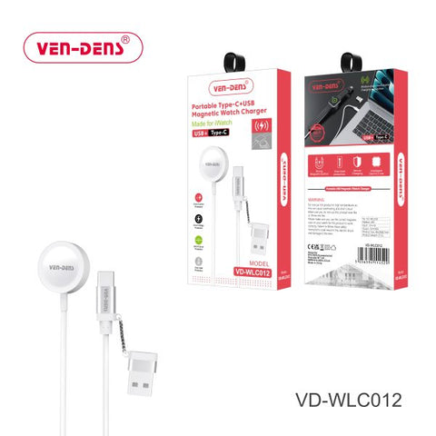 Vendens Wlc012 Portable Type C + USB Magnetic Watch Charger