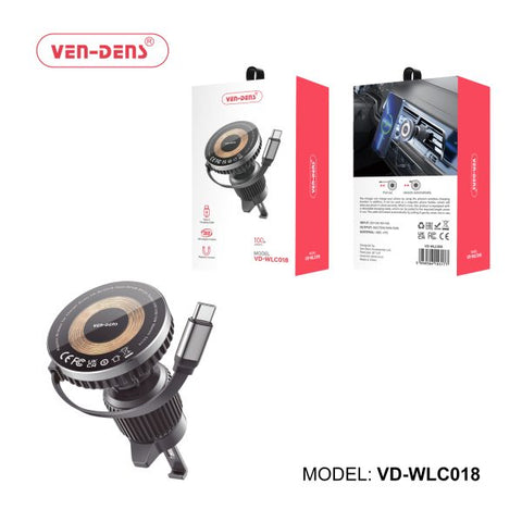 Vendens Wlc018 360 magnetic function Wireless car Charger With Type-C Cable