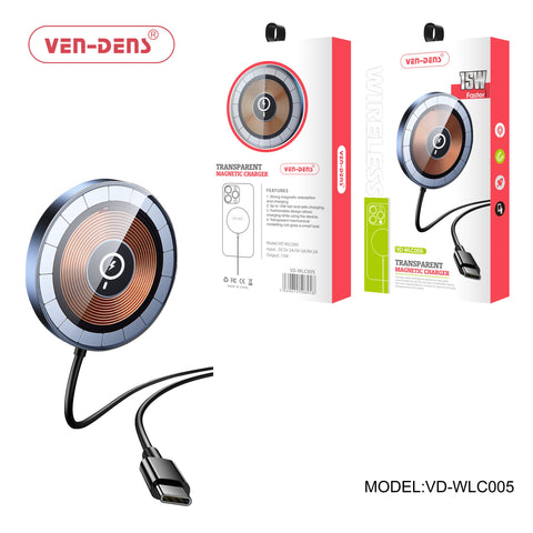 VenDens WLC005 Wireless & Magnetic charger 15w Tranparent