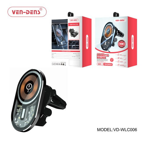 Vendens Wlc006 15W Transparent Magnetic Car Charger Holder