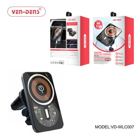Vendens Wlc007 Transparent Magnetic Car Charger Holder 15w