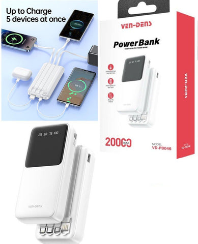Vendens Pb046 20000Mah Power Bank With Cables