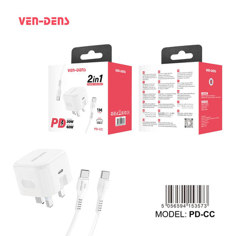 Vendens PDCC 20W charger Kit with 60w C-C Cable