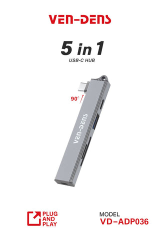 Vednens Adp036 5 in 1 Plug n play adaptor usb C Hub