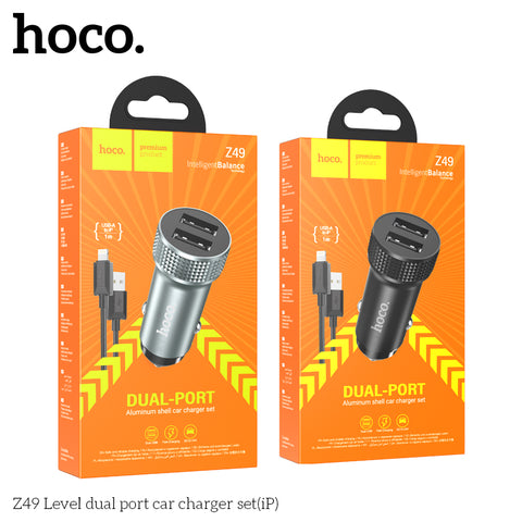 Hoco Z49 Level dual port car charger set with iphone data cable