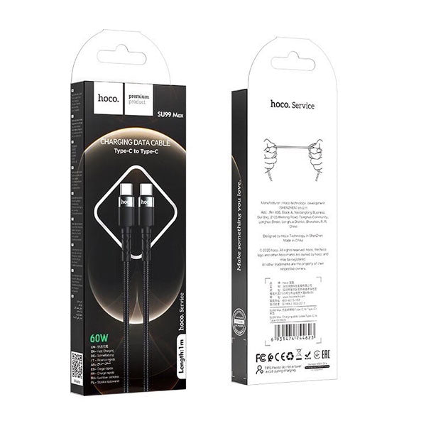 Hoco Su99 Nylon Braided Type C to C 60w data Cable 1m