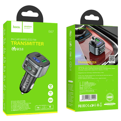 Car Charger "E67 Fighter" QC3.0 with wireless FM transmitter