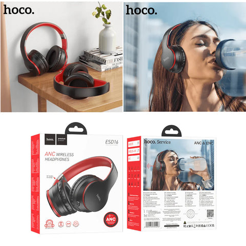 Hoco ESD16 ANC Premium Wireless Headphones-Black/Red