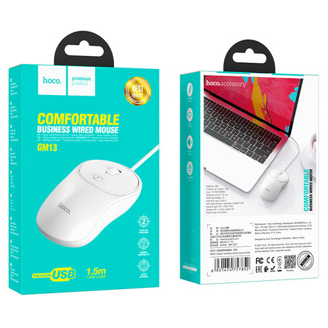 Hoco Wired Mouse GM13  1.5m White
