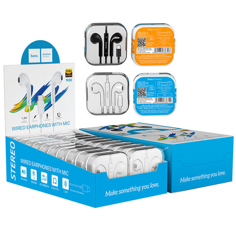 Hoco Wired earphones for Type C M80 Original series with mic (20pcs set)