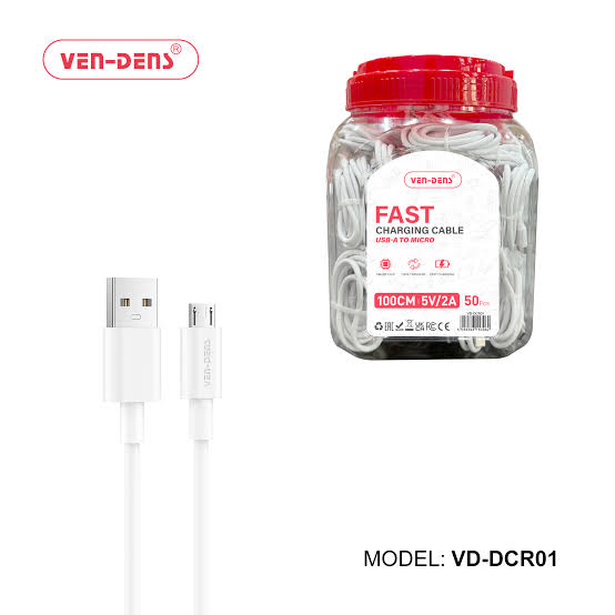 Ven Dens DCR01 Fast Charging Cable Micro 50 Pieces Jar