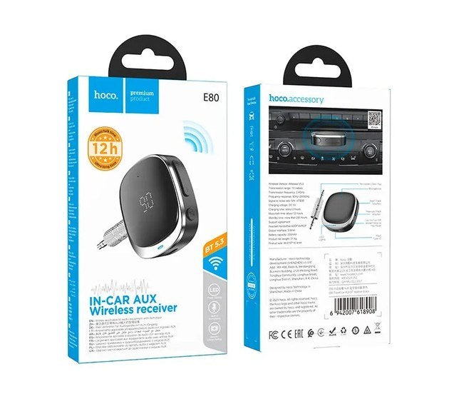 E80 Hoco E80  Bluetooth V5.3 Car Detachable 3.5mm  Transmitter 3.5mm