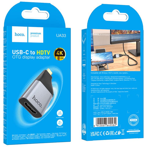 Hoco Ua33 Type-C To Hdtv Adapter Metal Grey