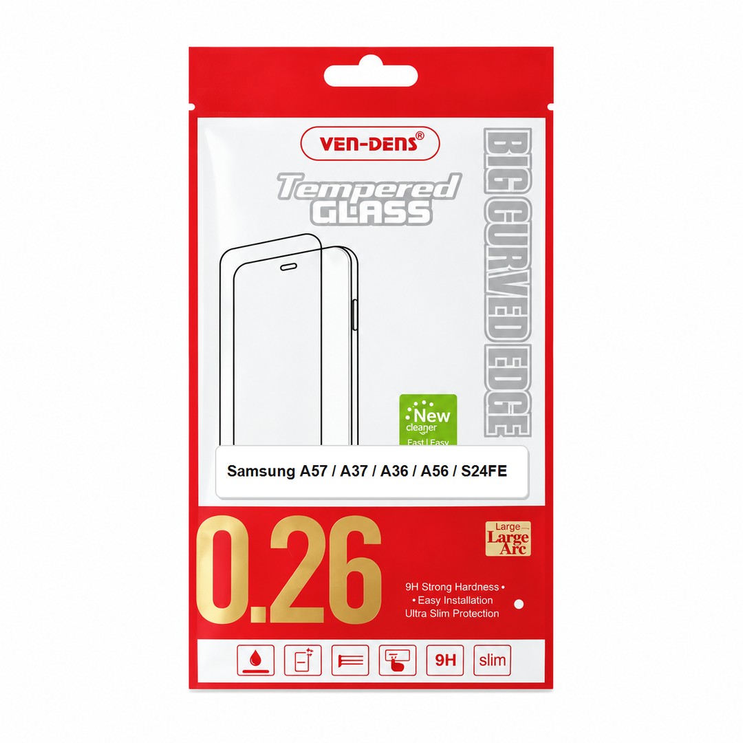 Samsung A57 / A37 / A36 / A56 / S24FE Tempered Glass Vendens Pack of 10