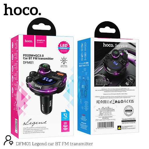 Hoco DFM01 PD20W + Dual Usb Fm trasnmitter with Led indicator