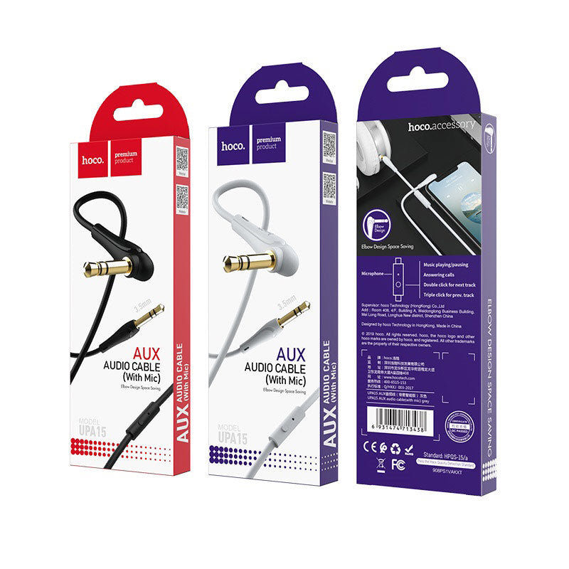 Hoco Upa15 Audio Cable With Mic 1M Single-Button Operation Elbow Design