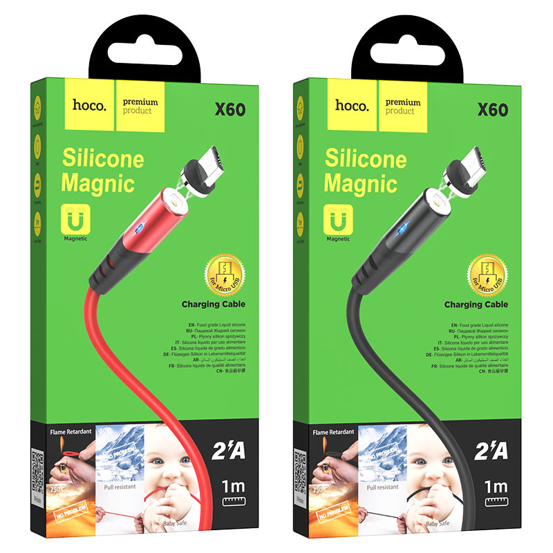 Hoco X60  Magnetic Usb To Type-Micro Usb Charging Cable, 1M